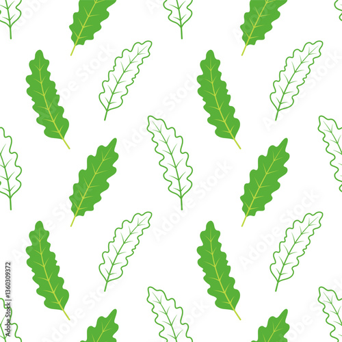 outline arugula leaves seamless pattern