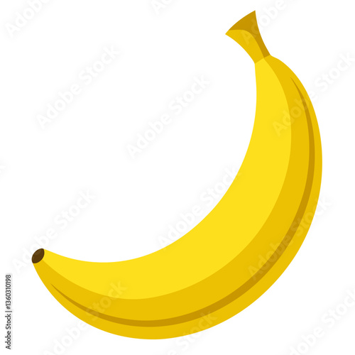 A close-up shot of a ripe banana, highlighting its vibrant yellow color and curved shape vector illustration