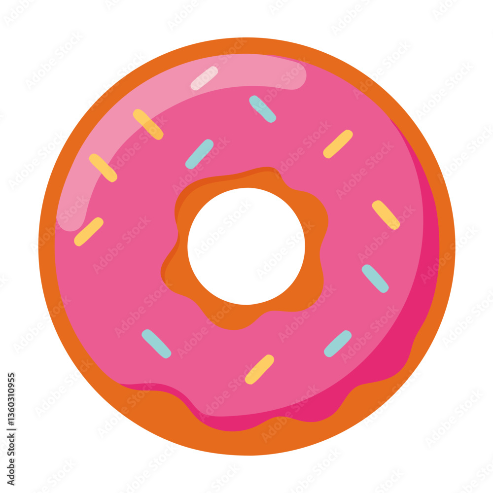 a mouthwatering illustration of a pink glazed donut, topped with colorful sprinkles, inviting you to indulge in sweetness. a mouthwatering illustration of a pink glazed donut, topped with colorful sprinkles, inviting you to indulge in sweetness.