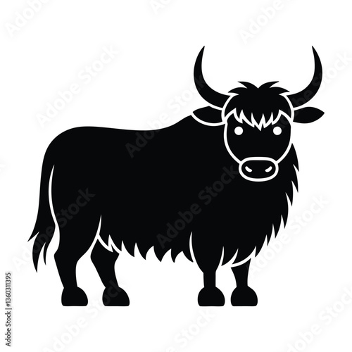 Stylized Yak Silhouette, Simple Nature Icon for Wildlife and Outdoor Branding, Vector Art