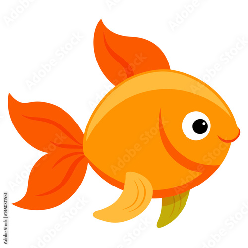 a cartoon of a goldfish with orange color vector illustration