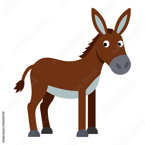 a friendly cartoon donkey stands out in the field vector illustration