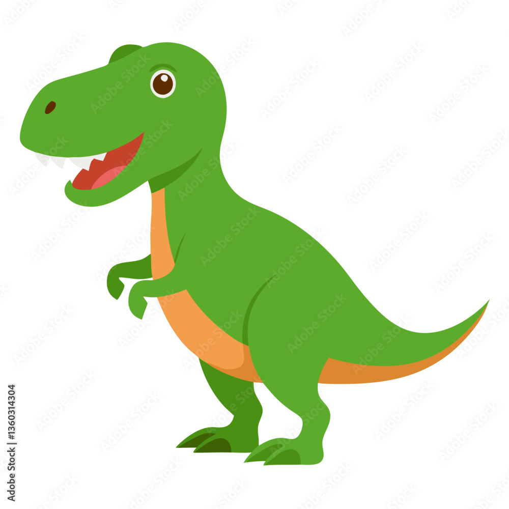 Obraz premium a cute cartoon T-Rex character in a playful pose. The dinosaur is green with a friendly expression vector illustration