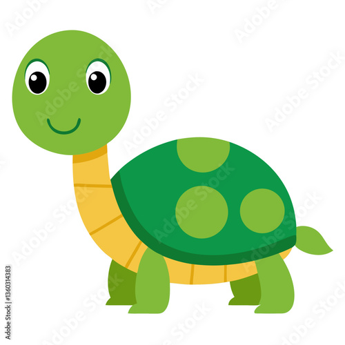 a cute cartoon vector illustration of a turtle with a big smile on its face