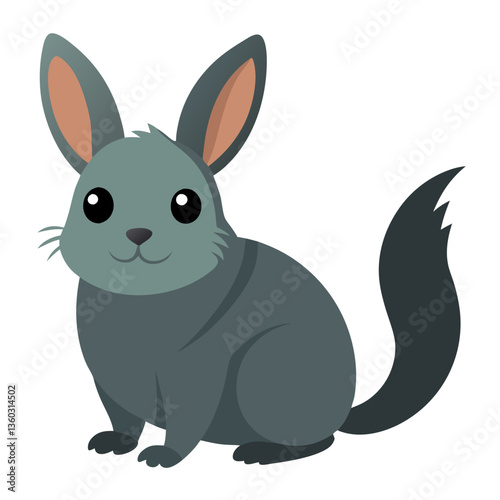 a charming illustration of a chinchilla with soft grey fur, large expressive eyes, and a bushy tail. It's a friendly and endearing depiction of the adorable rodent