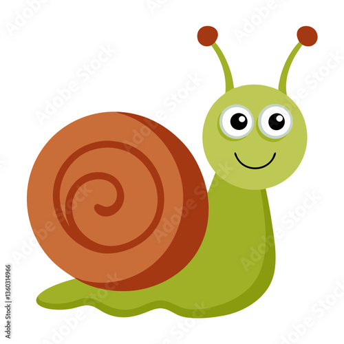 a cute cartoon snail illustration with smiling
