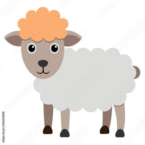 an illustration of a cute cartoon sheep with wooly body, standing. Its is adorable and friendly 