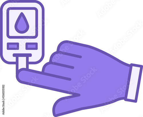 Colored Blood Sugar Icon. Vector Illustration. Determining Blood Sugar Level with a Glucometer. Healthy Lifestyle and Medicine. Nutrition Concept