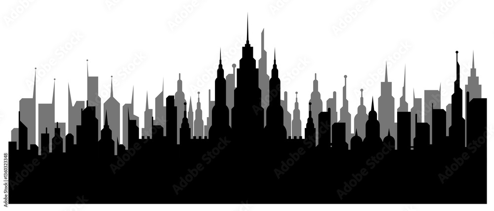 Fototapeta premium Simple city vector for design needs, hold city design, city silhouette