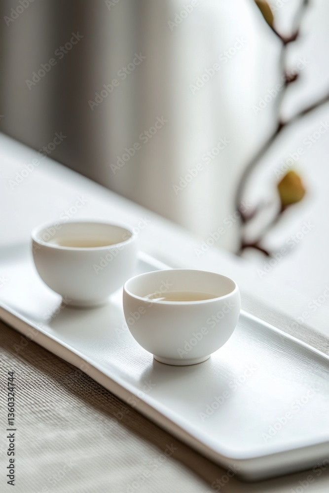 Two Cups of Tea on White Tray Two Cups of Tea on White Tray