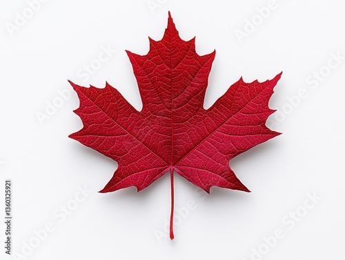 Vibrant Red Maple Leaf on White Background