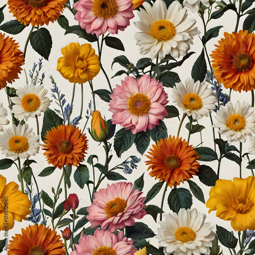 Wallpaper Mural seamless floral pattern Torontodigital.ca