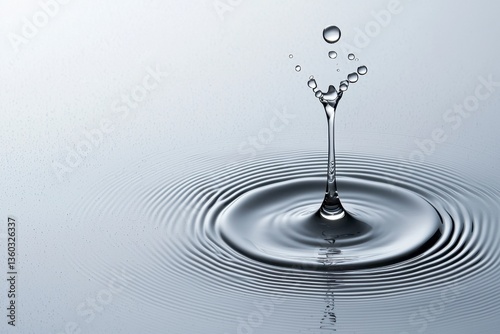 Water Droplet Impacting Surface Creating Concentric Ripples