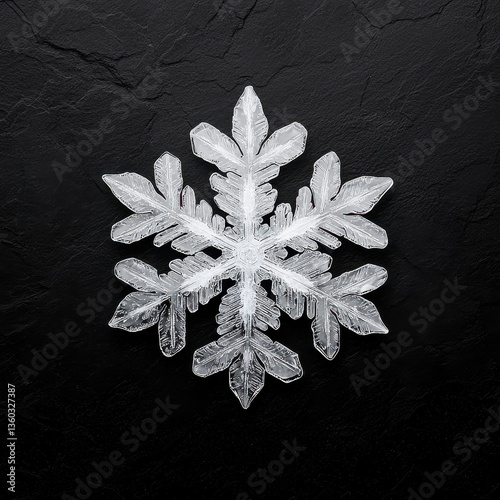 White Snowflake on Black Textured Background