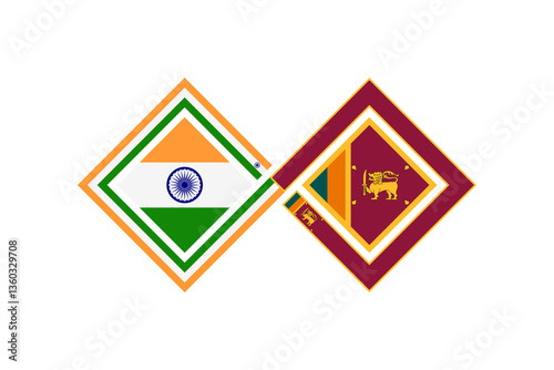 deal concept. india and sri lanka flags. hindi and sinhala language translation icon. vector illustration isolated on white background