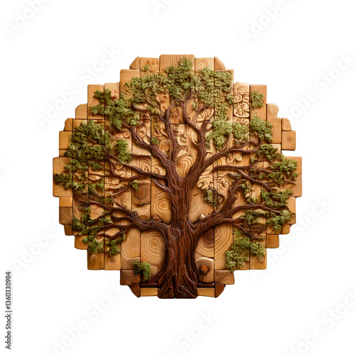 Abstract wood carved tree art.