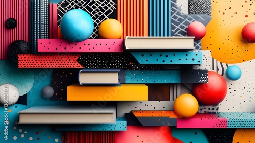 Dynamic Modern Illustration of World Book Day with Abstract Storytelling, Geometric Patterns, and Pastel Backgrounds Fueling Intellectual Curiosity
