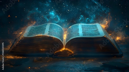 Wallpaper Mural Mystical Open Book Under Starlit Sky Celebrating the Transformative Power of Literature on World Book and Copyright Day Torontodigital.ca