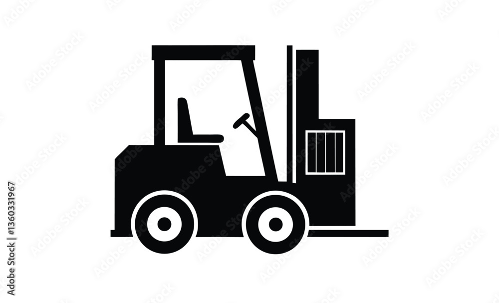 Naklejka premium Forklift truck vector silhouette, Collection of forklift truck silhouette vector illustration, Happy Labor Day silhouette
