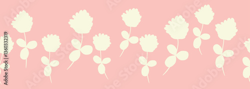 Wallpaper Mural Decorative seamless vintage pattern in classic style with flowers and branches. Silhouettes of flowers, Two-color horizontal ornament in pastel colors, border Torontodigital.ca