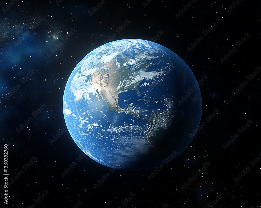 Obraz premium Earth from Space with Night View.