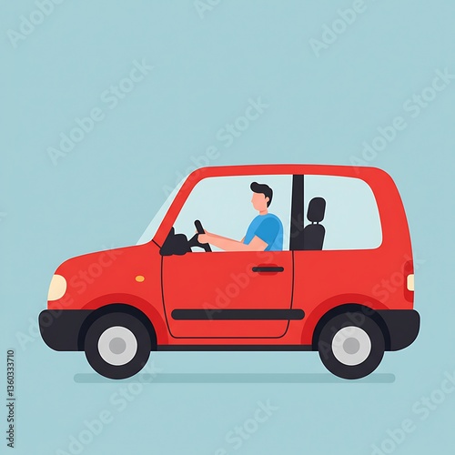 man driving car carefully flat design	
