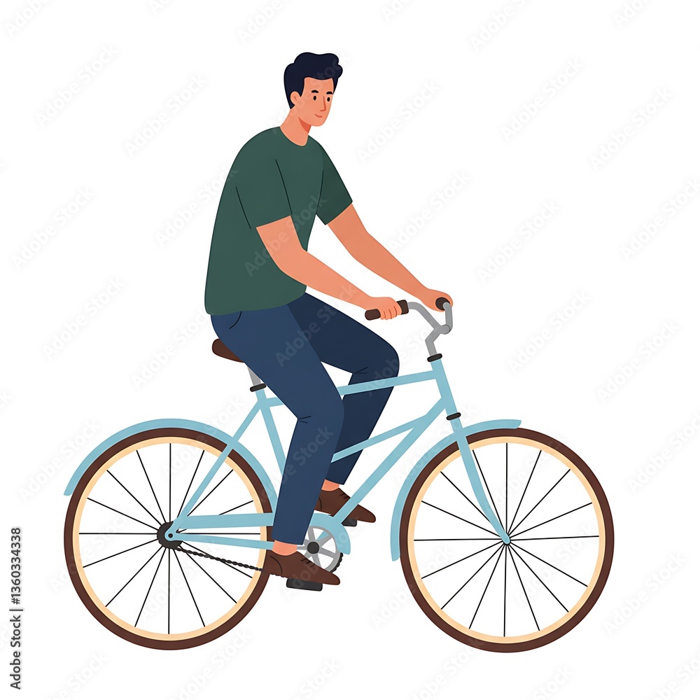Fototapeta premium Man riding a bicycle carefully
