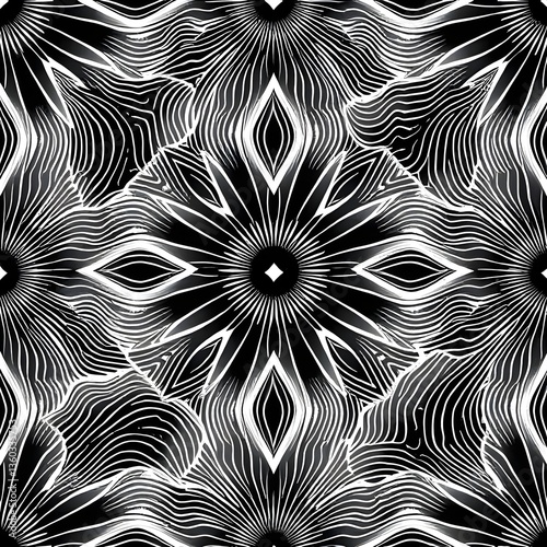 Seamless traditional fabric pattern with intricate timeless designs.