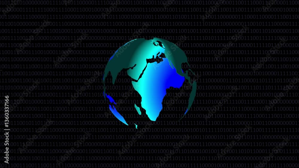 4K 3D Hud Planet earth globe maps world animation Earth map digital connection social network. world communication data. Blockchain technology database Business finance crypto. 3D Illustration