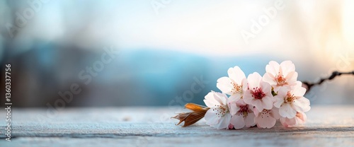 Delicate Blossoms on a Rustic Surface