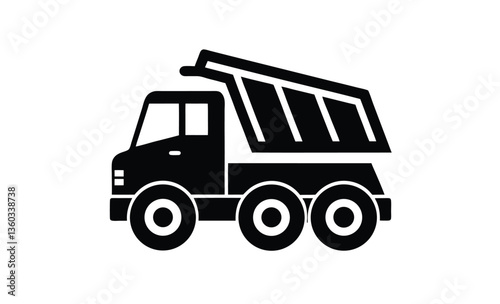 Dump truck vector silhouette, Dump truck silhouette vector isolated 