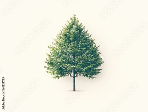 Single Evergreen Tree for White Background.