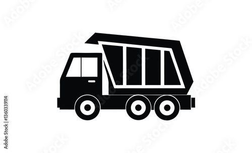 Dump truck vector silhouette, Dump truck silhouette vector isolated 