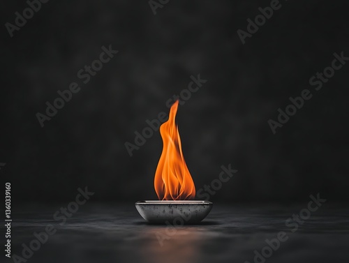 Single flame with dark background.