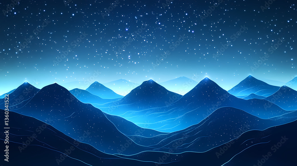Mountains under starry sky