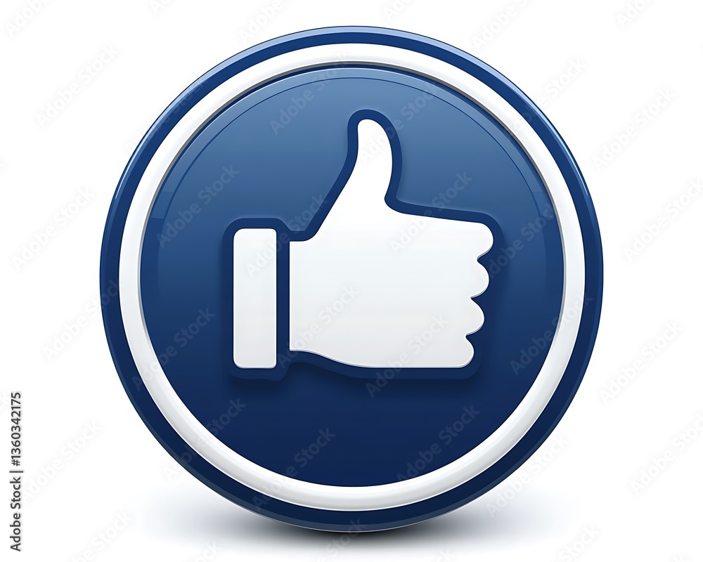 A circular button shows a hand with a thumbs up gesture A circular button shows a hand with a thumbs up gesture
