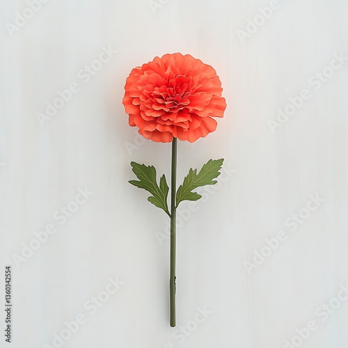 Single Orange Flower for White Background.