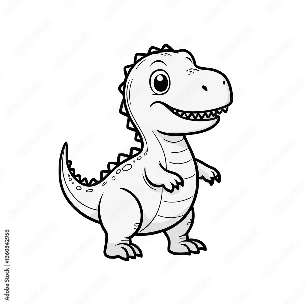 Fototapeta premium Cute dinosaur sketch smiling standing against a white background