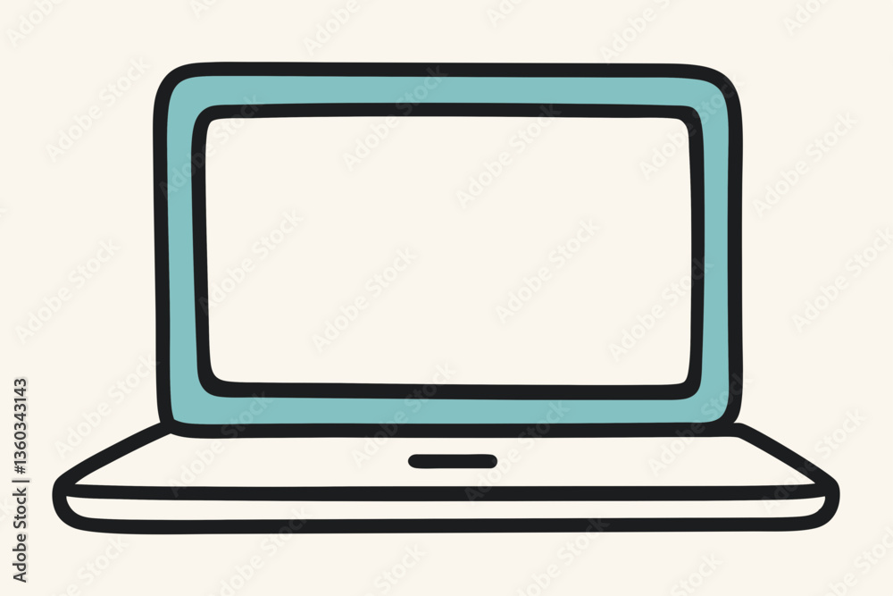 A silver laptop computer vector illustration with a blank screen, representing portable digital technology A silver laptop computer vector illustration with a blank screen, representing portable digital technology