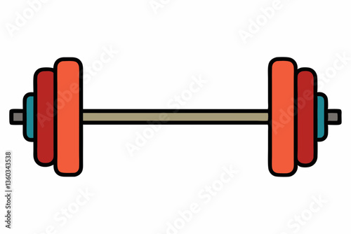 Isolated red and metal dumbbell for gym strength training