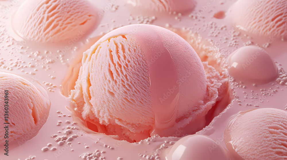 Close-up of pink ice cream balls