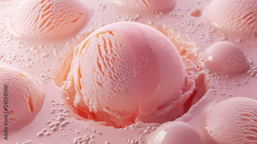 Obraz na płótnie Close-up of pink ice cream balls w salonie