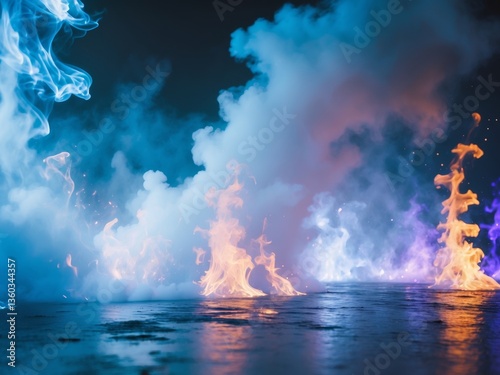 Abstract digital art piece that appears to be blue fire background.