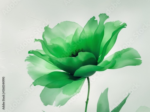 Digital art piece that appears to be flower a watercolor green