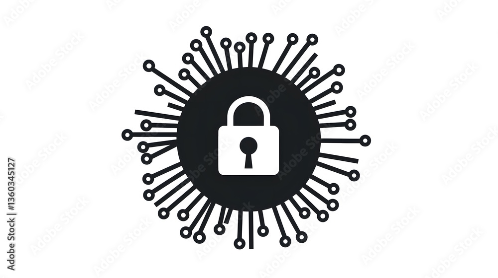 Fototapeta premium Cyber Shield Icon on White Background