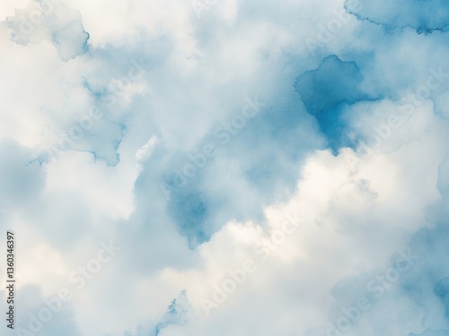 Abstract background blue white color scheme sky filled Watercolor shades blurry.