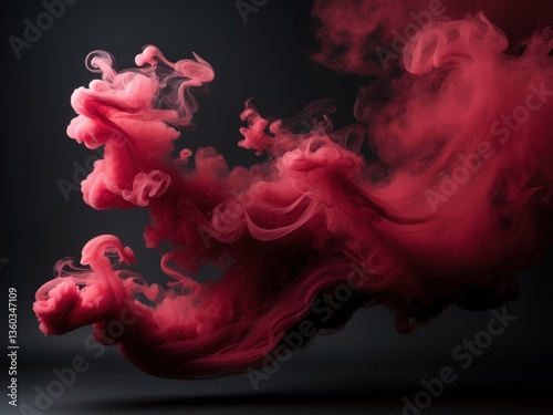 Dark red smoke fog black background appears to Abstract watercolor