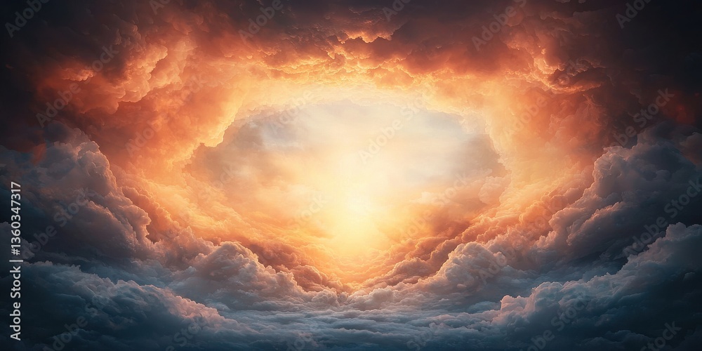 Fototapeta premium Majestic Celestial Clouds Glowing With Sunlight, Dramatic Sky, Fantasy, Heavenly Light, Spiritual