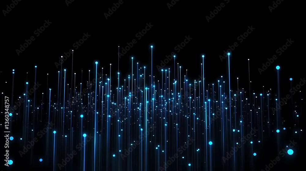 Blue light dots and lines on dark background