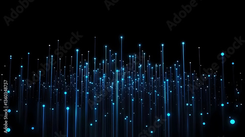 Obraz na płótnie Blue light dots and lines on dark background w salonie